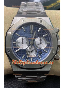 Audemars Piguet Royal Oak Chronograph Dial Azul Correa Acero Reloj Réplica Suiza