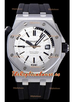 Audemars Piguet Royal Oak Diver Reloj Réplica Suizo Dial Blanco 1:1 Movimiento Calidad 3120 Acero 904L