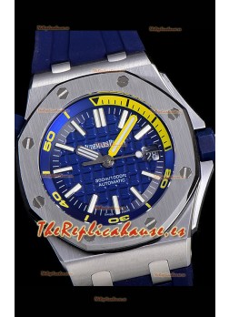 Audemars Piguet Royal Oak Reloj Réplica Suizo de Buzo Dial Azul de Acero 904L 1:1 Movimiento Calidad 3120 