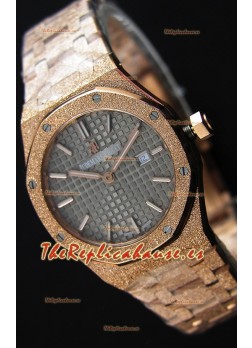 Audemars Piguet Royal Oak Frosted Reloj Réplica 1:1 de Cuarzo Suizo en Oro Rosado y Dial Gris 33MM