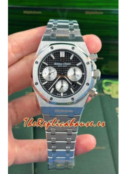 Audemars Piguet Royal Oak Chronograph Dial Negro Correa Acero Reloj Réplica Suizo