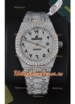 Audemars Piguet Royal Oak 15400 Iced Out Dial Árabe en Caja de Acero Inoxidable Reloj Réplica Suizo