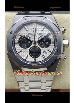 Audemars Piguet Royal Oak Chronograph Dial Blanco Correa Acero Reloj Réplica Suizo