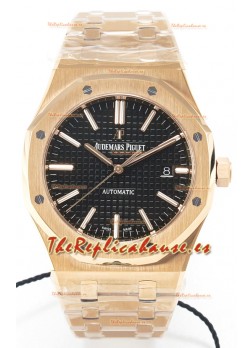 Audemars Piguet Royal Oak 15400 41MM Oro Rosado Dial Negro Super Clone Reloj Réplica 