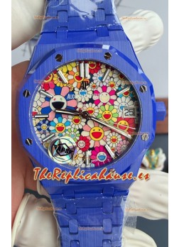 Reloj Audemars Piguet Super Clone Royal Oak de Cerámica Azul con Dial en Forma de Girasol