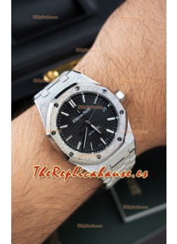 Reloj Audemars Piguet Super Clone 15454BC Royal Oak Frosted de 37 mm con Dial Negro