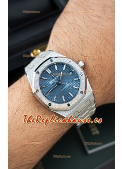 Reloj Audemars Piguet Super Clone 15454BC Royal Oak Frosted de 37MM con Dial Azul