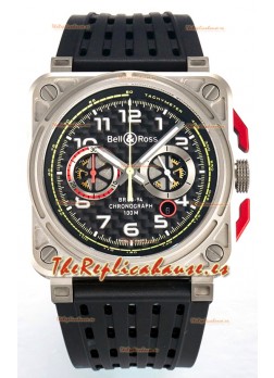 Bell & Ross BR03-94 Titanium Caja Carbono Dial Cronógrafo Reloj Réplica Espejo 1:1