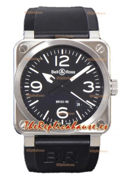 Bell and Ross BR03-92 Dial Negro Acero 904L Reloj Réplica Suiza 