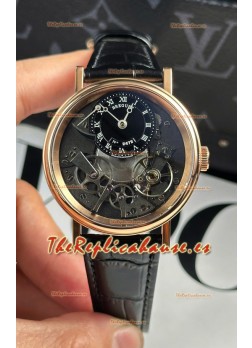 Breguet Tradition 7057BR/R9/9W6 Caja Oro Rosado Single Tourbillon Réplica Suiza Reloj Correa Negra
