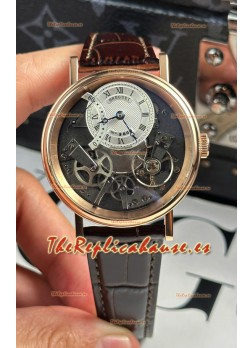 Breguet Tradition 7057BR/R9/9W6 Caja Oro Rosado Single Tourbillon Réplica Suiza Correa Marrón