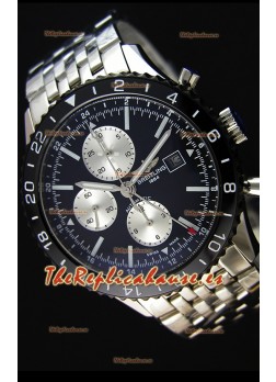 Breitling Chronoliner Reloj Réplica Suizo Correa de Malla de Acero color Negro con Dial Negro