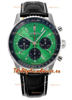 Breitling Navitimer B01 Chronograph 43 Dial Verde - Caja Acero 904L Réplica Suiza Espejo 1:1