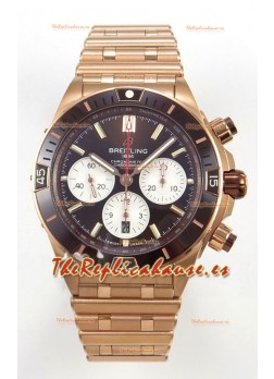 Breitling Chronomat Super Clone B01 42 Edition Swiss Caja Oro Rosado Dial Marrón 