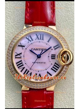 Ballon De Cartier Reloj Suizo Automático Calidad a Espejo 1:1 33MM Oro Rosado Dial Rosado Perla
