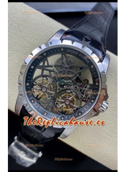 Roger Dubuis Excalibur Doble Tourbillon Reloj Réplica Suizo a Espejo 1:1 Caja Acero