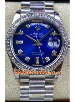 Rolex Day Date 36MM M128239-0023 Acero 904L en Dial Azul Réplica a Espejo 1:1