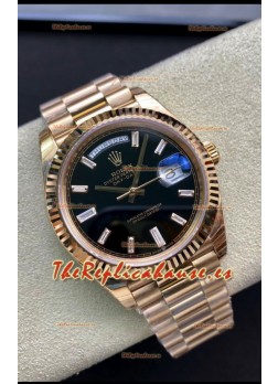 Rolex Day Date 40MM 228238a 1:1 Oro Rosado en Dial Negro Reloj Réplica a Espejo 1:1