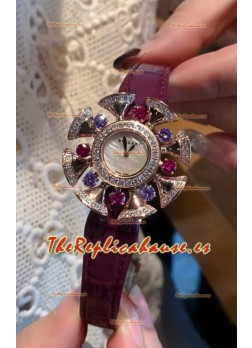 Reloj Bvlgari Edición Divas's Dream en Caja Oro Rosado - Bisel Pavimentado en Diamantes Réplica Suiza