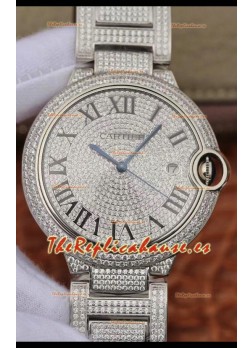 Ballon De Cartier Reloj Suizo Automático Caja y Bisel con Diamantes Incrustados - 42MM