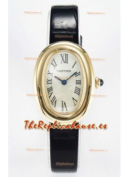 Cartier Baignoire Oro Amarillo Reloj Réplica Suizo Super Clone 1:1 Correa Negra