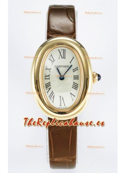 Cartier Baignoire Oro Amarillo Reloj Réplica Suizo Super Clone 1:1 Correa Marrón