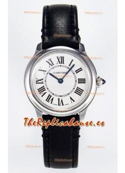 Ronde De Cartier Super Clone 29MM Reloj Réplica Suizo Dial Blanco chapado en Plateado