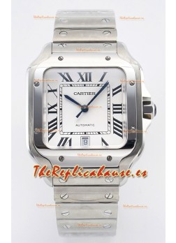 Cartier Santos De Cartier Acero 904L Dial Blanco Super Clone Reloj Réplica 40MM