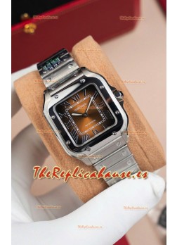 Cartier Santos De Cartier Acero 904L Dial Marrón Reloj Réplica Espejo 1:1 - 35MM Acero Inoxidable