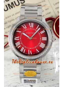 Cartier Ronde Must 36MM Cuarzo Suizo Dial Rojo Reloj Réplica Suizo Espejo 1:1  