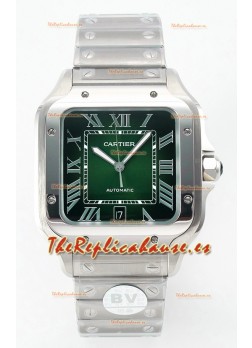 Cartier Santos De Cartier Acero 904L Dial Verde Super Clone Reloj Réplica 40MM