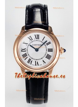 Ronde Louis Cartier Super Clone 29MM Reloj Oro Rosado en Movimiento de Cuarzo Suizo