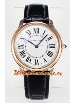 Ronde Louis Cartier Super Clone 36MM Reloj Oro Rosado en Movimiento de Cuarzo Suizo