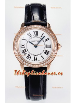 Ronde Louis Cartier Super Clone 29MM Reloj Oro Rosado en Movimiento de Cuarzo Suizo
