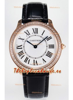 Ronde Louis Cartier Super Clone 36MM Reloj Oro Rosado en Movimiento de Cuarzo Suizo