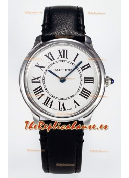 Ronde De Cartier Super Clone 36MM Reloj Réplica Suizo con Dial Blanco chapado en Plateado