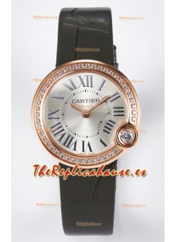Ballon Blanc De Cartier Reloj Super Clone 30MM en Caja Oro Rosado Correa Verde