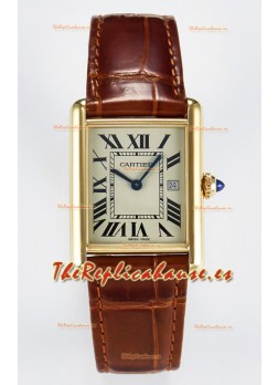Tank Must Cartier Super Clone Edition 33.7 Reloj en Caja Oro Amarillo