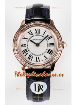Ronde Louis Cartier Super Clone 29MM Reloj Oro Rosado en Movimiento de Cuarzo Suizo