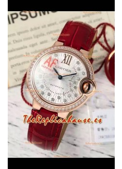 Ballon De Cartier Reloj Suizo Automático Calidad Espejo 1:1 33MM chapado en Oro Rosado