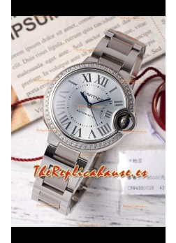 Ballon De Cartier Reloj Suizo Automático Dial Acero Calidad Espejo 33MM en Acero Inoxidable 