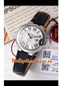 Ballon De Cartier Reloj Suizo Automático Dial Blanco Calidad Espejo 33MM en Acero Inoxidable 