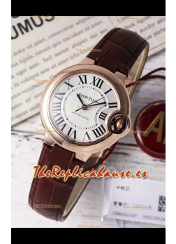 Ballon De Cartier Reloj Suizo Automático Calidad Espejo 1:1 33MM chapado en Oro Rosado
