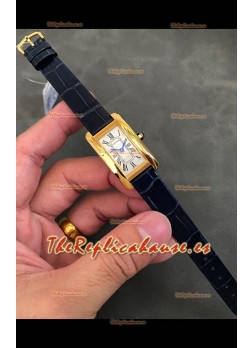 Cartier Tank Americaine Ladies Reloj Cuarzo Suizo Réplica Espejo 1:1 Caja Oro Amarillo