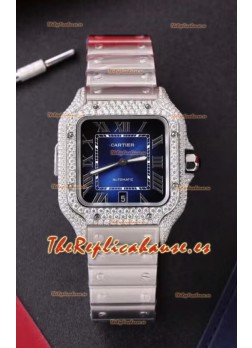 Cartier Santos De Cartier Acero 904L Dial Azul Reloj Super Clone Replica 40MM 