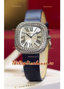 Reloj Coussin De Cartier Acero Reloj Réplica Suizo Correa Azul