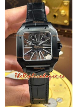 Santos De Cartier Reloj Super Clone Dial en Skeleton Revestimiento PVD