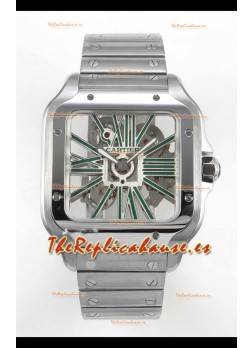 Santos De Cartier Reloj Super Clone Dial Skeleton Caja Acero Inoxidable