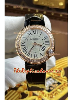 Ballon Blanc De Cartier Cuarzo Suizo Reloj Réplica en Caja Oro Rosado
