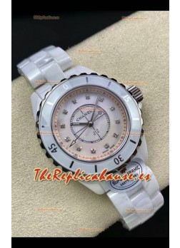 Chanel J12 Ladies Blanco Caja Cerámica Dial Perla Reloj Réplica Espejo 1:1